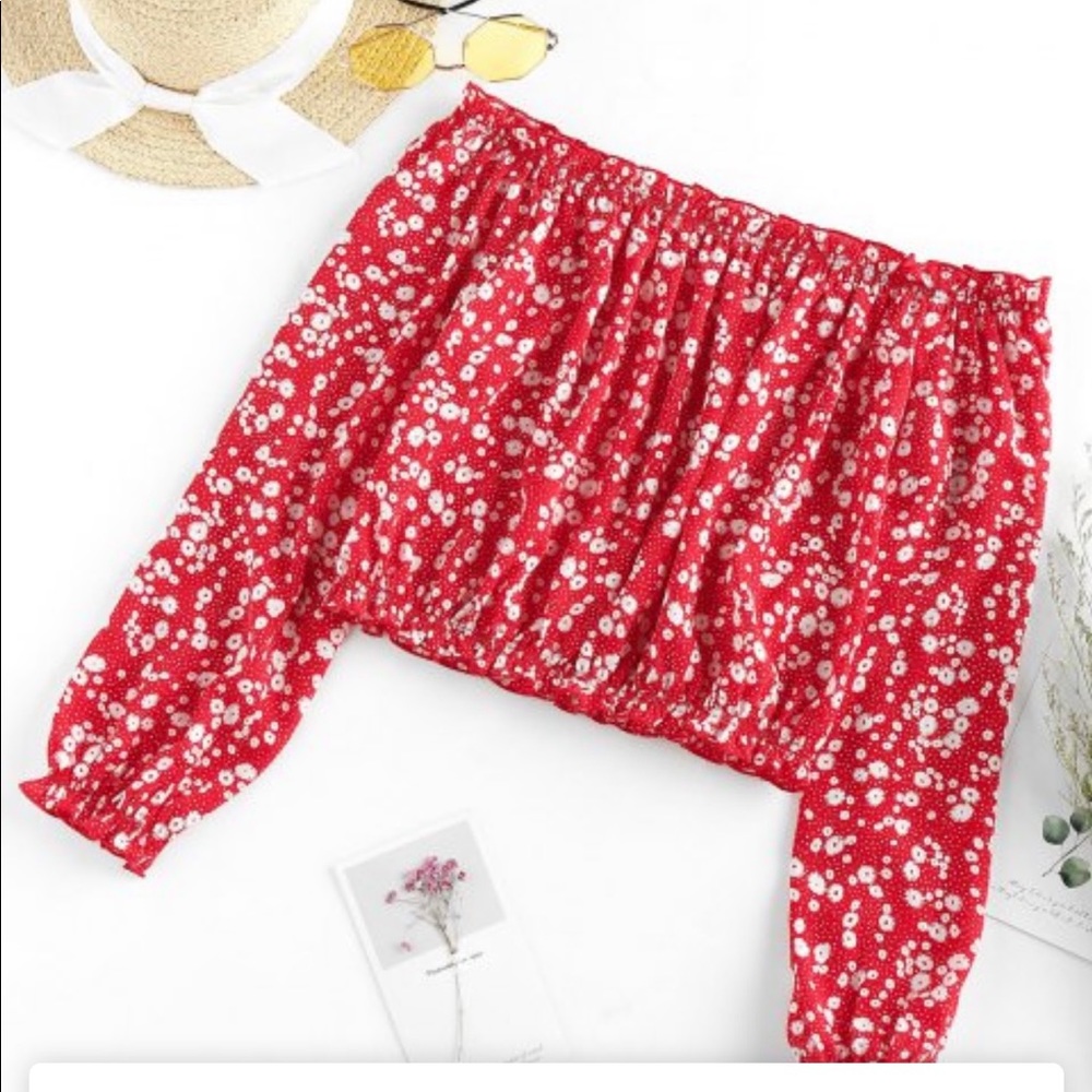 Red ❤️ Crop Top Floral